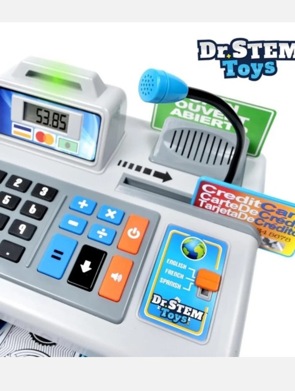 New Dr. Stem Toys Talking Cash Register Toy - Silver, Blue, Black